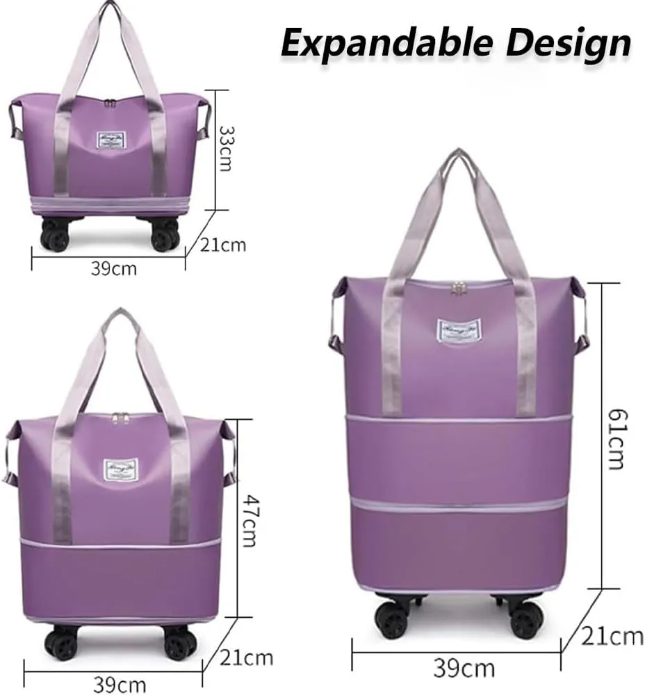Pepepo Travel Bag with Wheel, Kulken Travel Bags with Wheels, Large Expandable Bag with Removable Wheels (dark blue)
