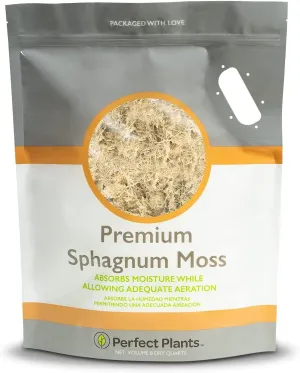 Perfect Plants Premium Sphagnum Moss in 8qt. Resealable Bag | Long fibered Sustainably Harvested Moss | for All Orchid Varieties