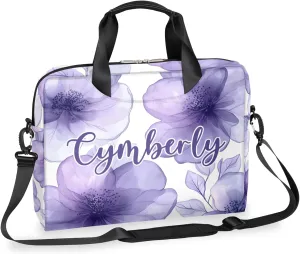 Personalized Name Flower Laptop Bag for Women, Custom Computer Bag Messenger Bags for Work Business, 16 Inch