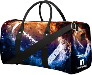 Personalized Travel Duffle Bags for Teenage Boys Men, Custom Team Space America Football Sports Overnight Bags Foldable Gym Bag Personalized Weekender Sleepover Carry On Bag