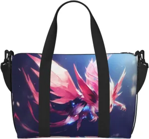 Phayah Pink Hexagon Dinosaur Crossbody Travel Bag Overnighter Duffel Bags Carry On Size Ideal For School Or Overnight Travel Bag