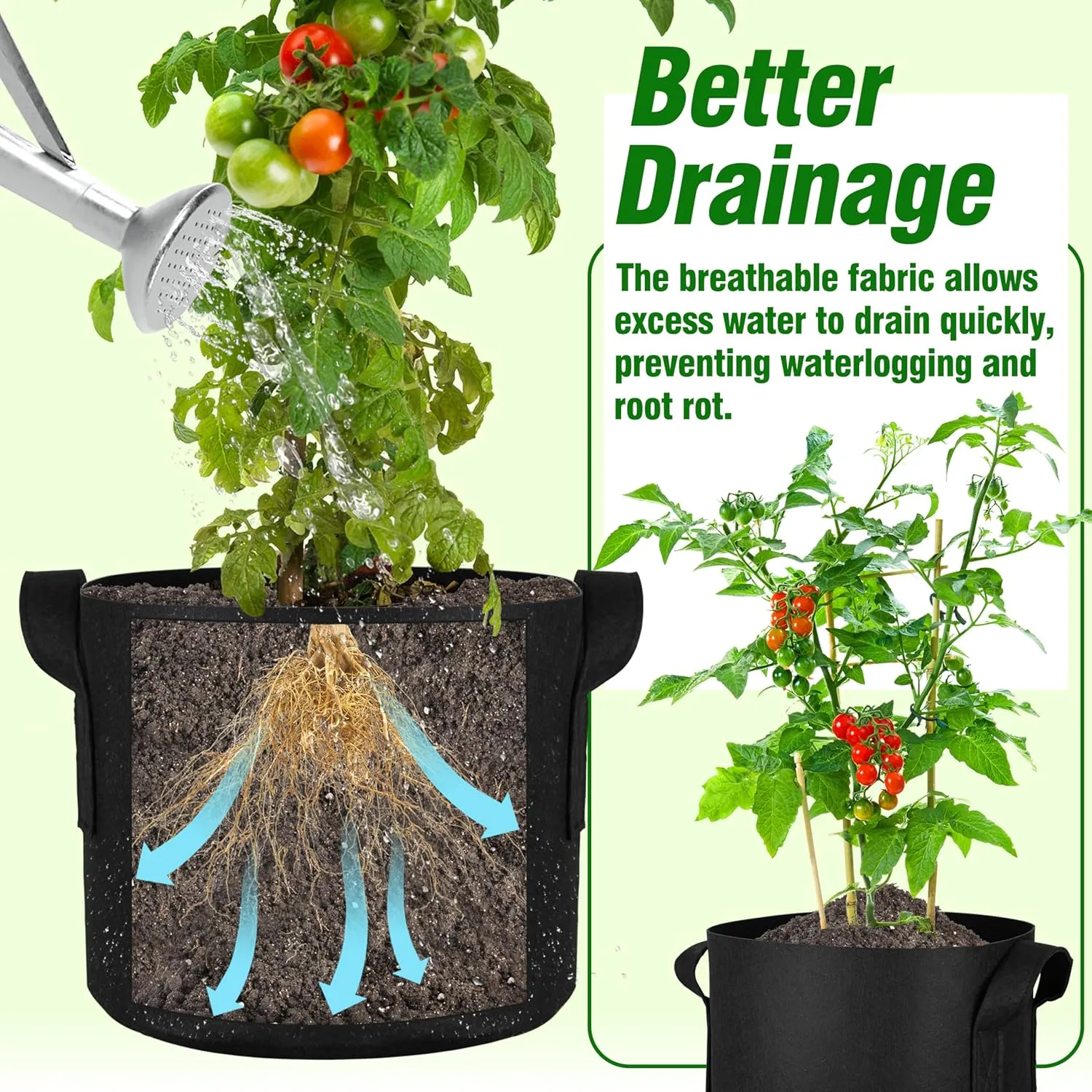 PHYEX 12-Pack 7 Gallon Grow Bags, Thickened 300G Nonwoven Fabric Pots with Reinforced Handles, Planting Bags for Healthy Root Growth, Vegetables, and Flowers, Come with 12 Pcs Plant Labels