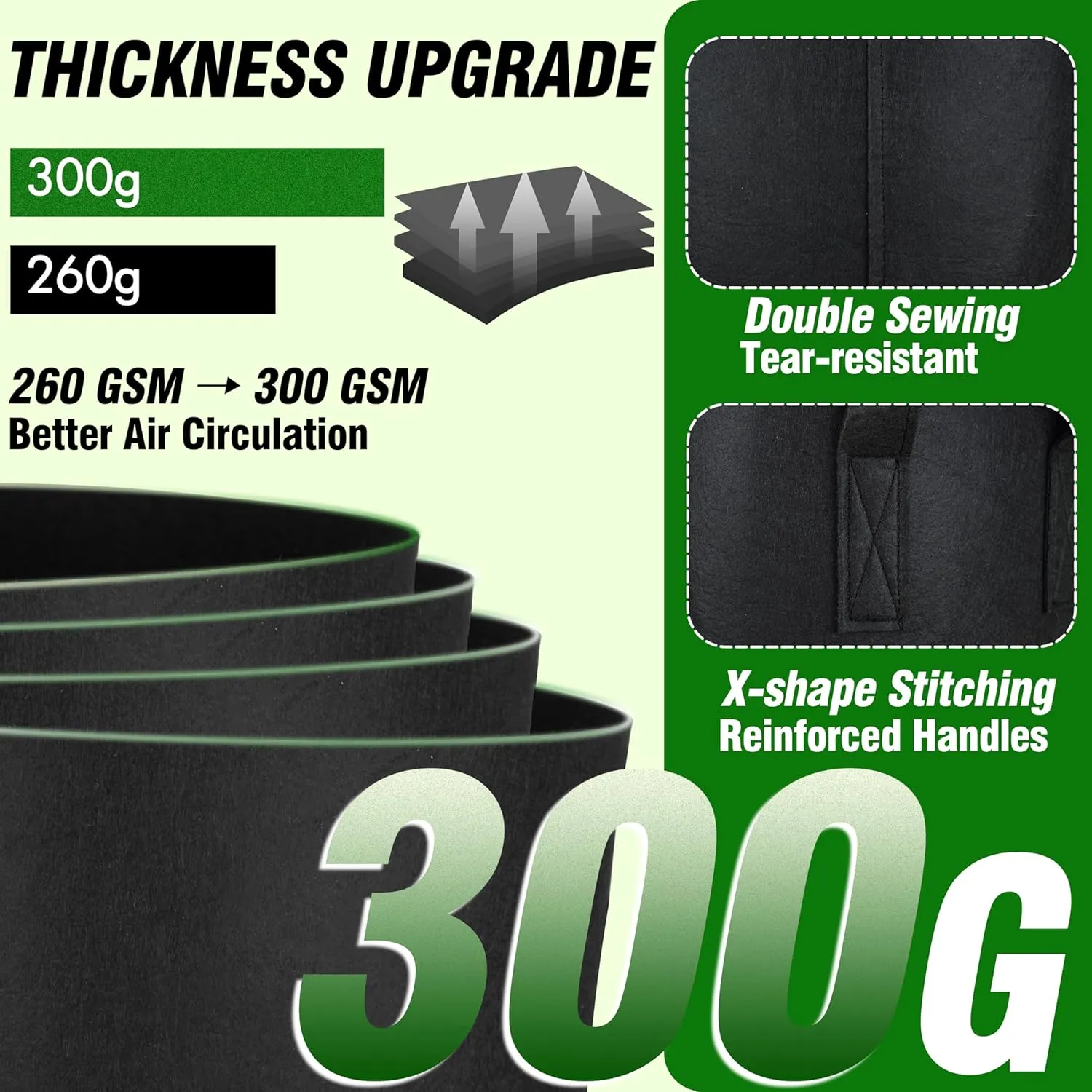 PHYEX 12-Pack 7 Gallon Grow Bags, Thickened 300G Nonwoven Fabric Pots with Reinforced Handles, Planting Bags for Healthy Root Growth, Vegetables, and Flowers, Come with 12 Pcs Plant Labels