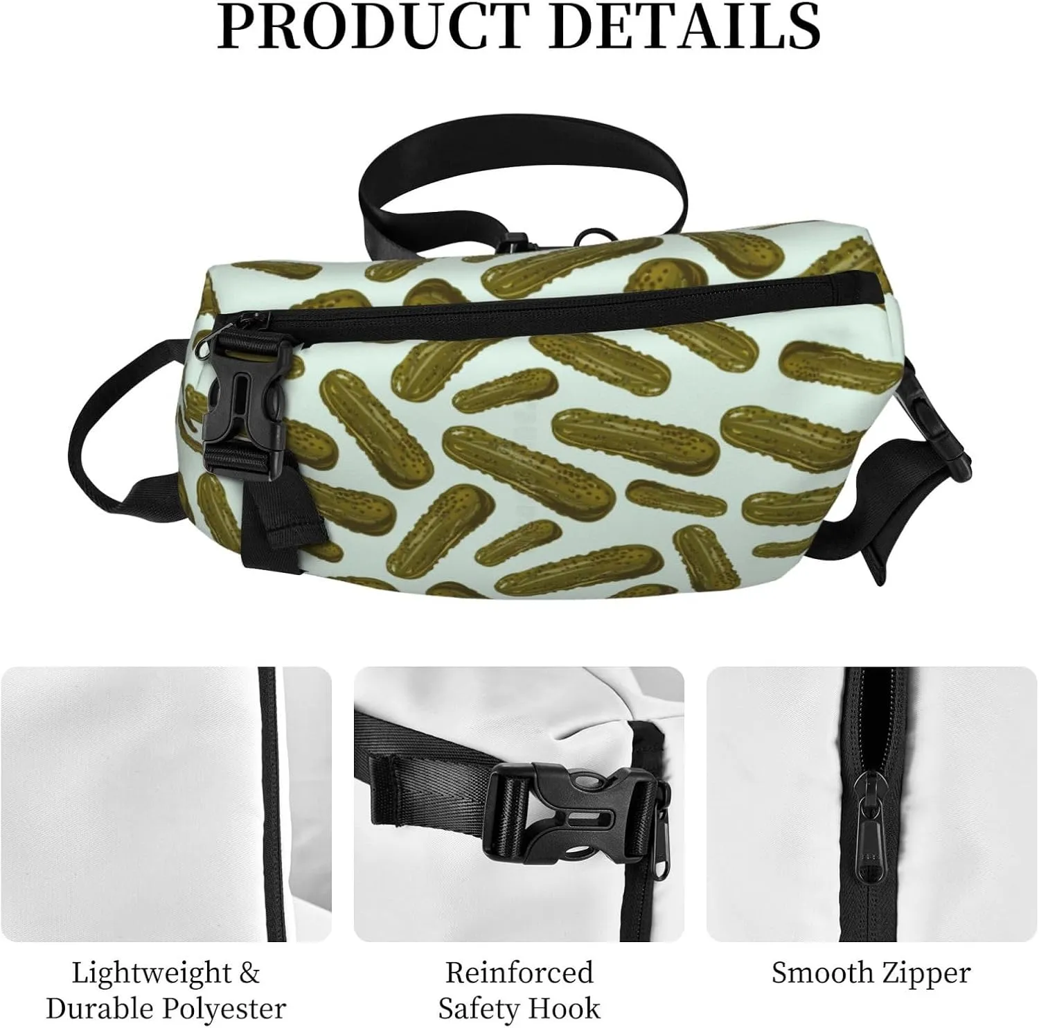 Pickled Cucumbers Sling Bag For Women Casual Crossbody Backpack Shoulder Bag Chest Bag Daypack For Hiking Sports
