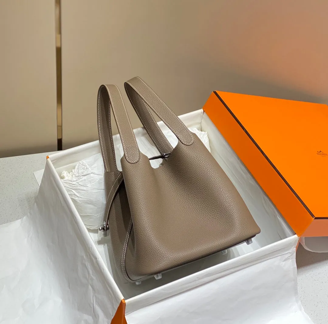 Picotin Lock Etoupe Togo Leather Silver Hardware
