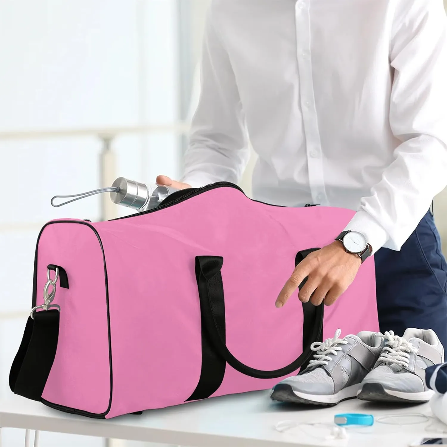 Pink Travel Duffle Bag, Weekender Bags for Women Men, Carry on Overnight Bag Waterproof Gym Bags, Hospital Bag for Labor and Delivery