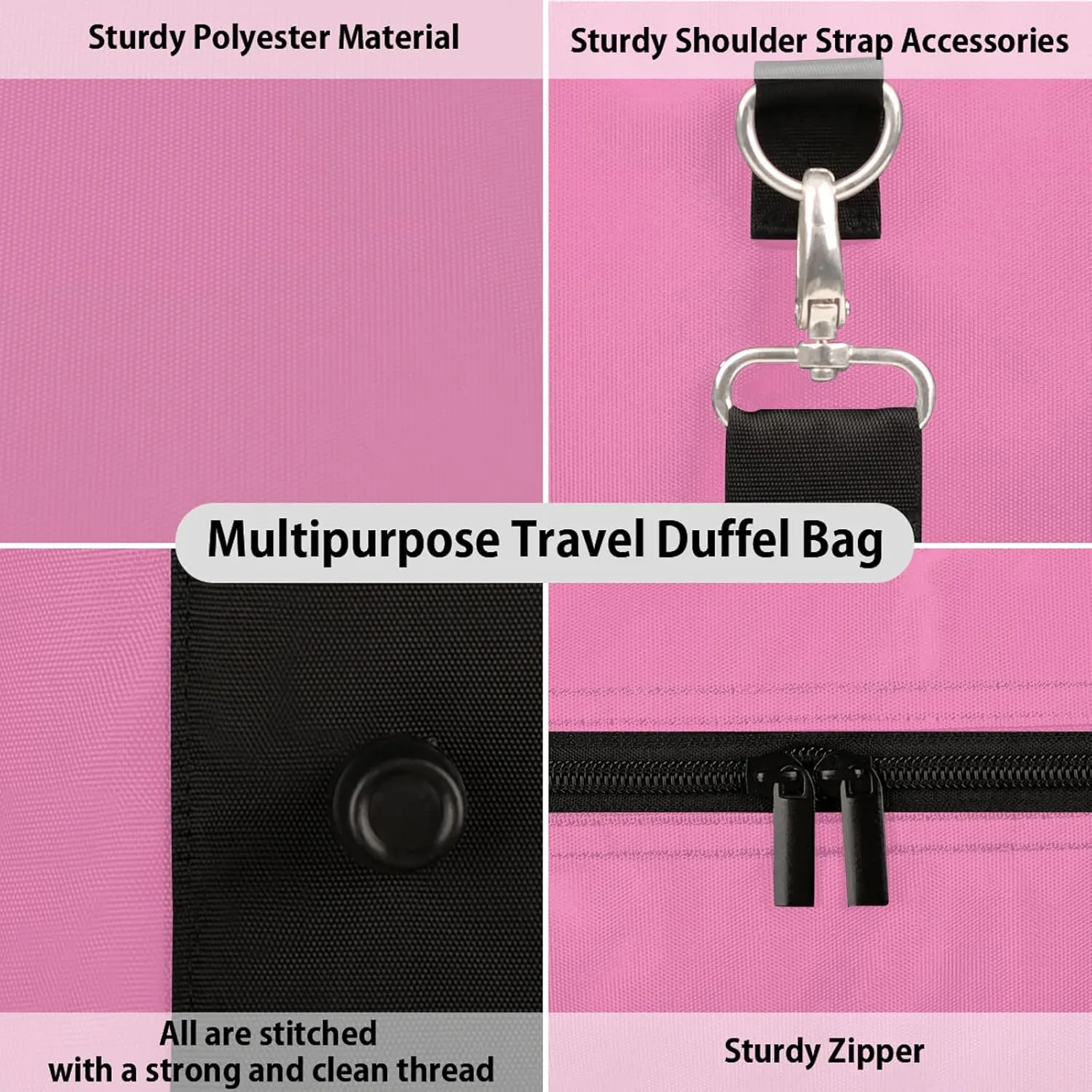 Pink Travel Duffle Bag, Weekender Bags for Women Men, Carry on Overnight Bag Waterproof Gym Bags, Hospital Bag for Labor and Delivery