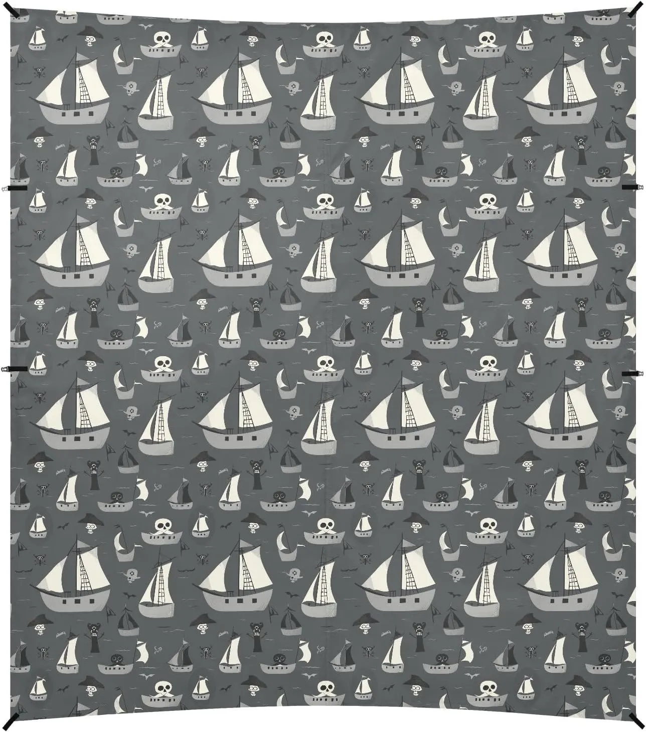 Pirates Design Gray Design Sailing Boat Foldable Beach Cabana UPF50  Protection Easy Setup Sun Shade with Carrying Bag for Camping, Fishing, Backyard Fun