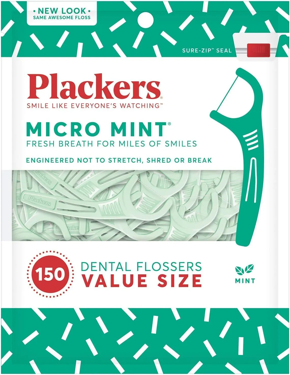 Plackers Micro Mint Dental Floss Picks, 150 Count (Pack of 3)