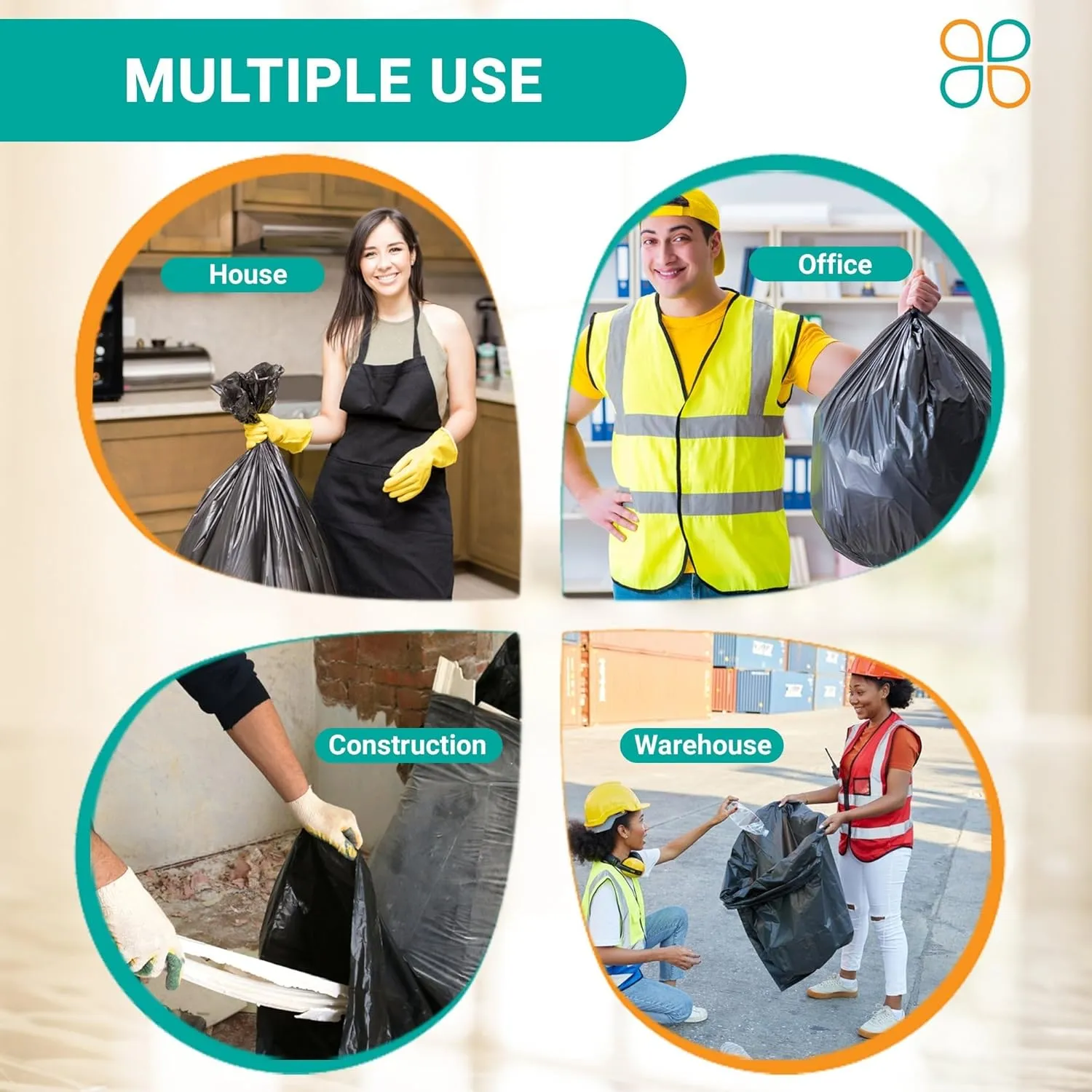 PlasticMill Contractor Bags Heavy Duty - Commercial, Industrial Garbage Bags - Clear Construction Trash Bags - Outdoor, Garden Trash Bags, 100-Gallon, 3 Mil, 67"x79" (1-Count)