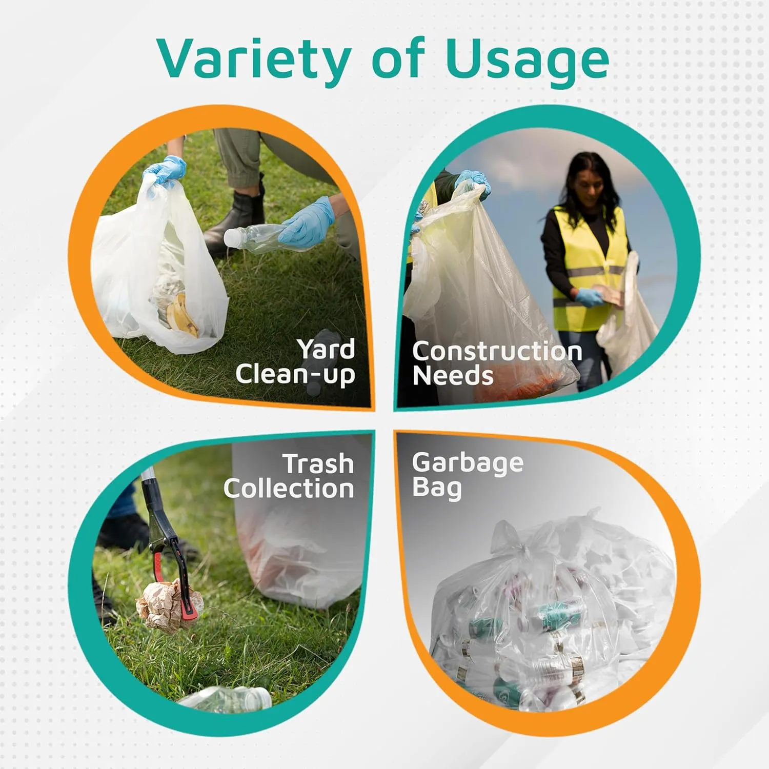 PlasticMill Contractor Bags Heavy Duty - Commercial, Industrial Garbage Bags - Clear Construction Trash Bags - Outdoor, Garden Trash Bags, 100-Gallon, 3 Mil, 67"x79" (1-Count)