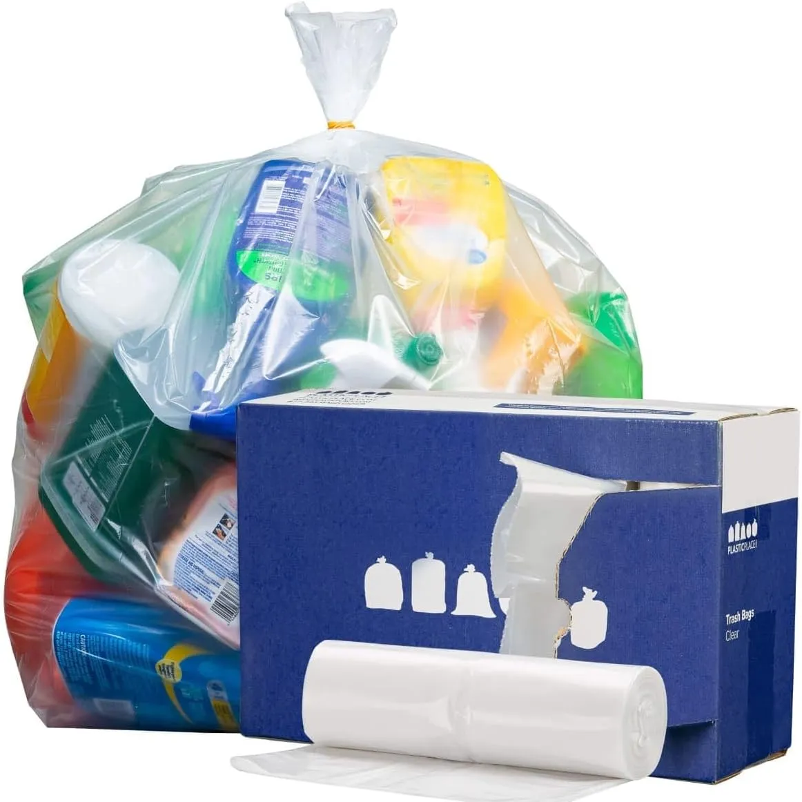 Plasticplace 40-45 Gallon Trash Bags │ 1.5 Mil │ Clear Heavy Duty Garbage Can Liners │ 40" x 46" (100 Count)