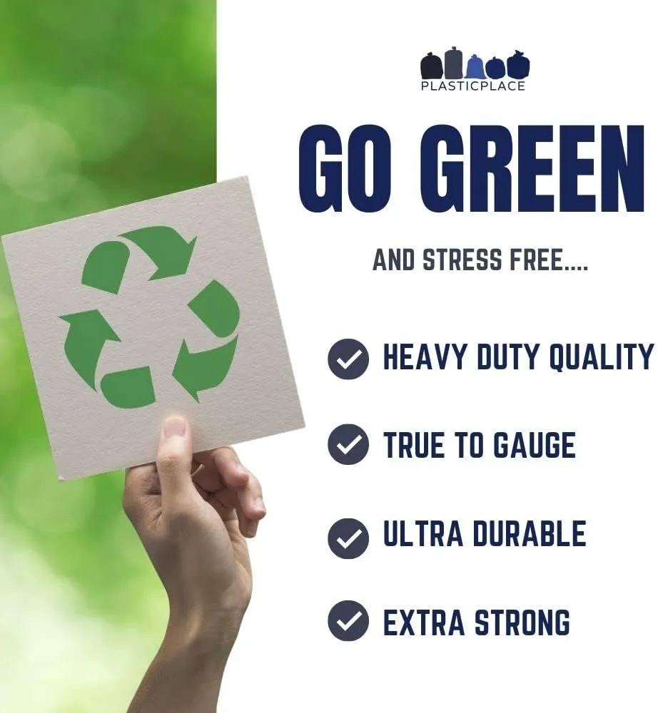 Plasticplace 65 Gallon Recycling Trash Bags │1.5 Mil │ Blue Heavy Duty Garbage Can Liners │ 50” x 48” (50 Count)