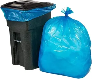 Plasticplace 65 Gallon Recycling Trash Bags │1.5 Mil │ Blue Heavy Duty Garbage Can Liners │ 50” x 48” (50 Count)