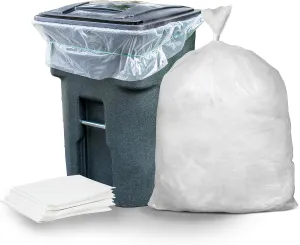 Plasticplace 95-96 Gallon Garbage Can Liners │ 2 Mil │ Clear Heavy Duty Trash Bags │ 61” x 68” (50 Count) (W95LDC)