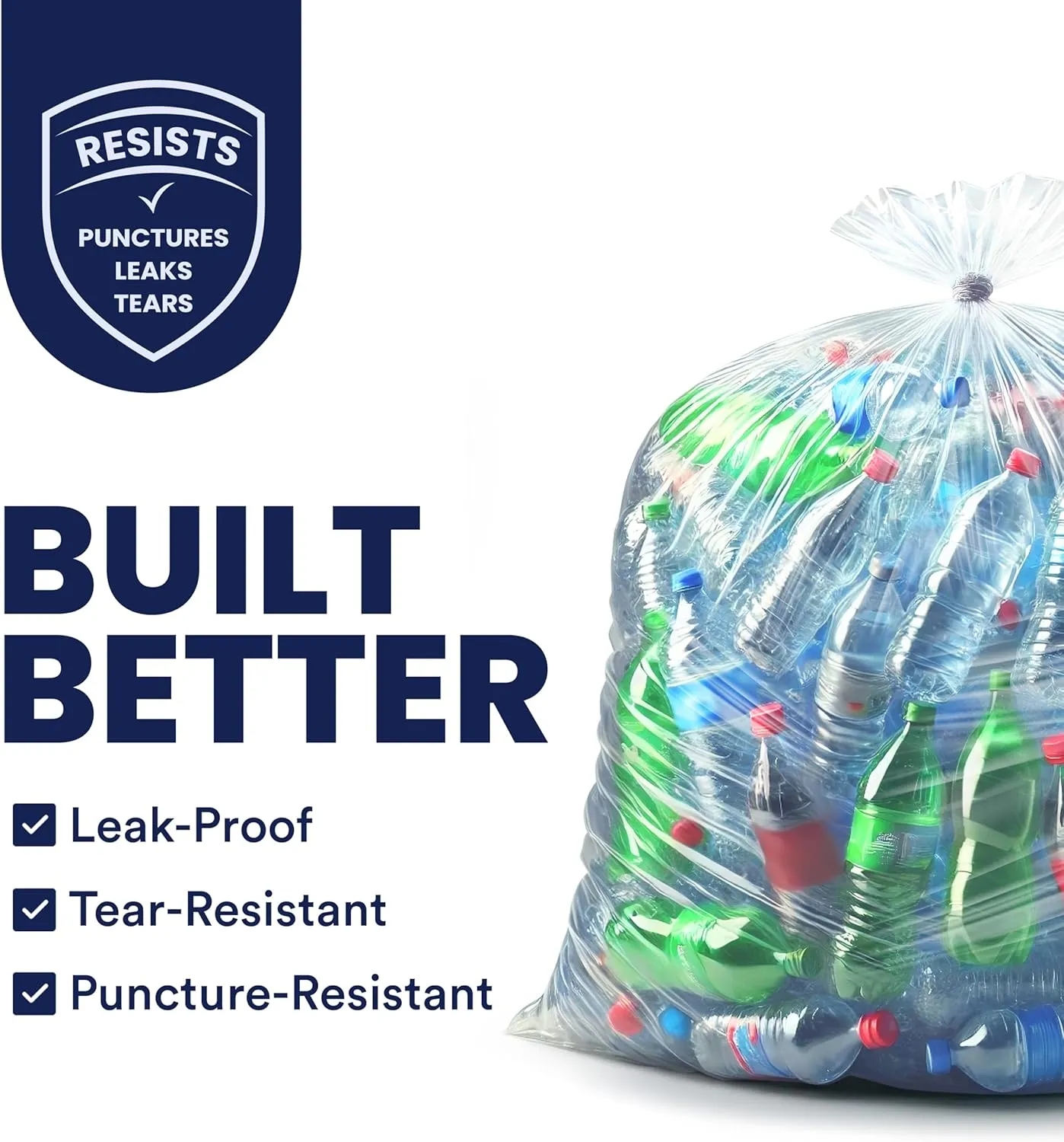 Plasticplace Contractor Trash Bags 55-60 Gallon - 3.0 Mil, Clear Heavy Duty Garbage Bag 38" x 58" (25 Count)
