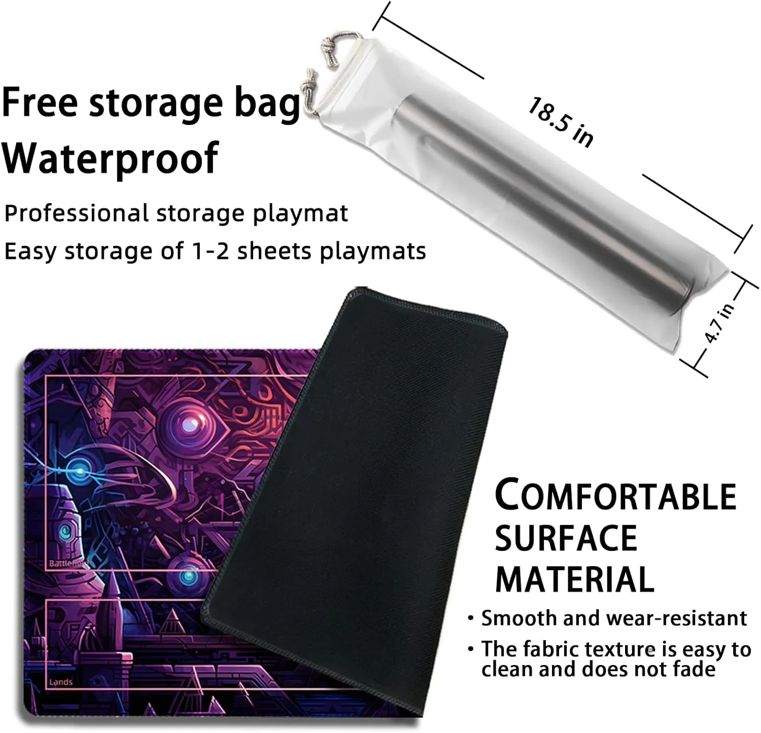 Playmat for MTG, with Free Storage Bags,Game Mat 24 x 14 inches, TCG and Board Game Mat for Cards,Mousepad Desk Mats (with Zones,Magic Mat 14)