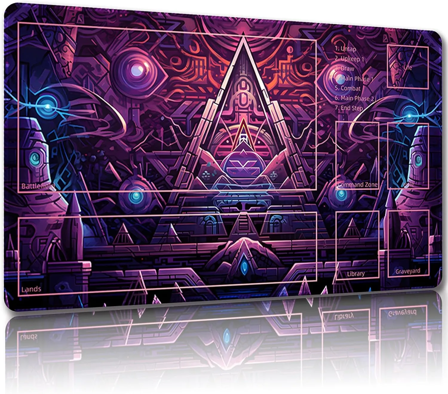 Playmat for MTG, with Free Storage Bags,Game Mat 24 x 14 inches, TCG and Board Game Mat for Cards,Mousepad Desk Mats (with Zones,Magic Mat 14)