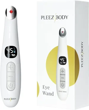 PLEEZBODY Eye Massager Wand - Bag/Dark Circle/Puffiness/Wrinkle remover 37 to 45 Degree Celsius vibrating massage absorption & blood flow Red Light for cell repair Ergonomic easy controls White