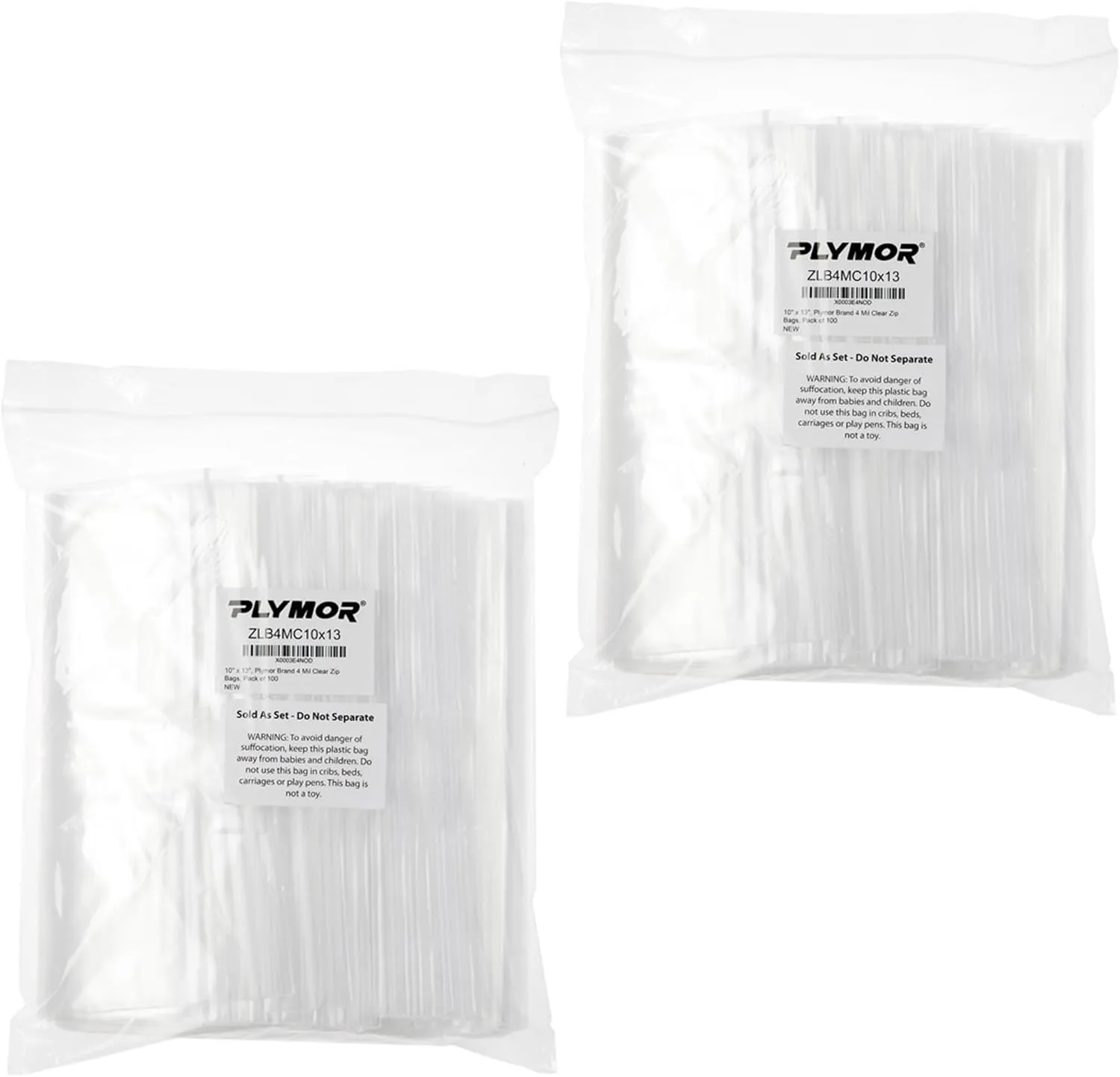 Plymor 10" x 13" (Pack of 200), 4 Mil Heavy Duty Zipper Reclosable Plastic Bags