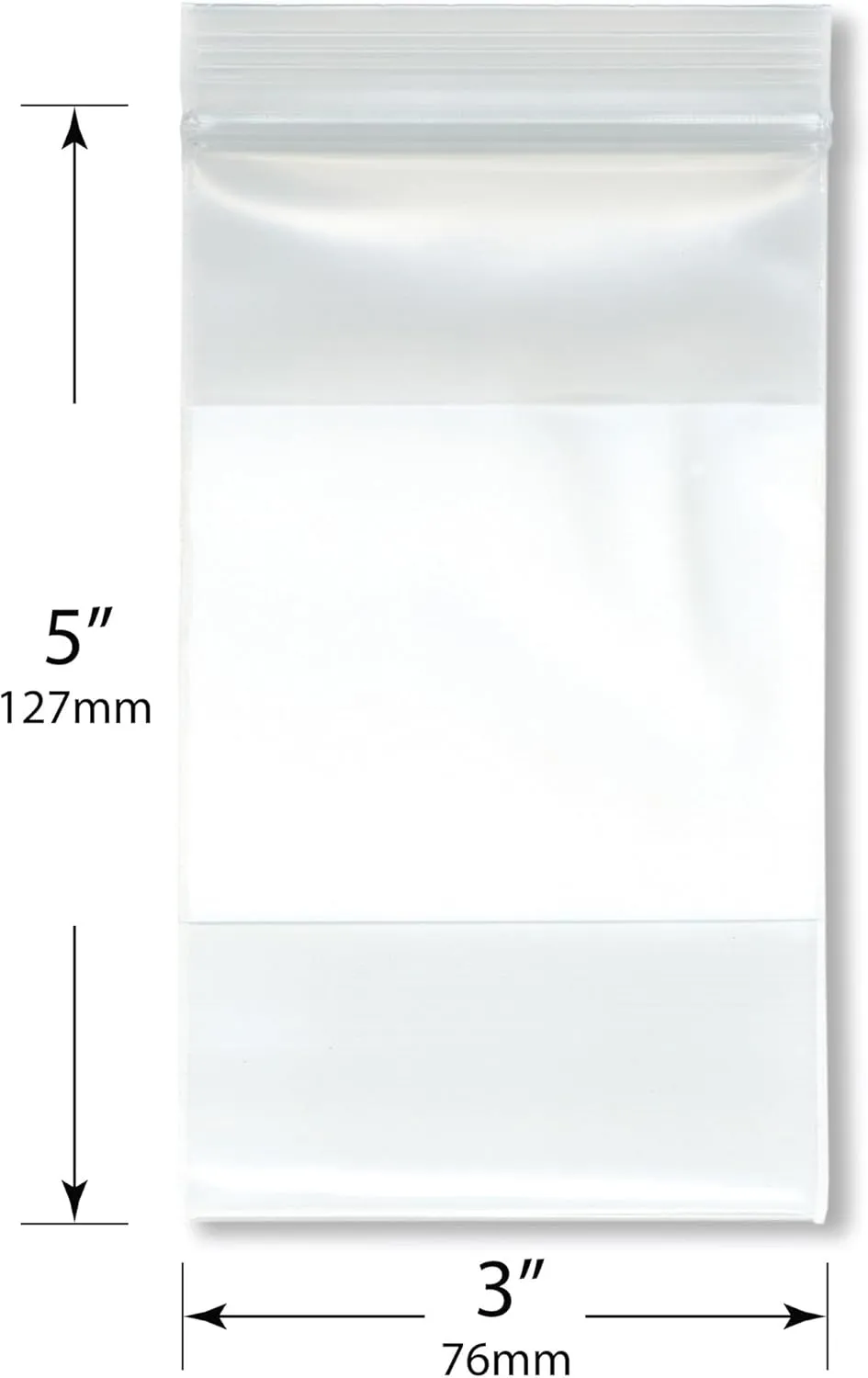 Plymor 3" x 5" (Pack of 100), 6 Mil Industrial Duty White-Block Zipper Reclosable Plastic Bags