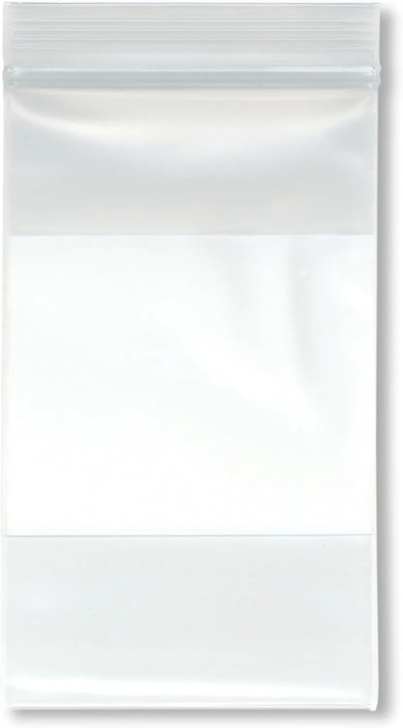 Plymor 3" x 5" (Pack of 100), 6 Mil Industrial Duty White-Block Zipper Reclosable Plastic Bags