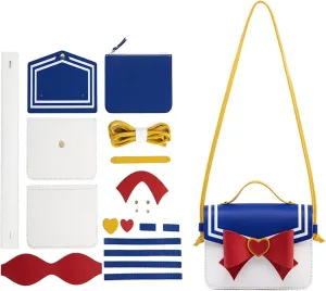 POPSEWING Leather Anime Messenger Bag Making Kit, Anime Sailor Cosplay Bowknot Shoulder Bag DIY Kit, Kawaii Anime Purse & Handbag for Girl, Anime Accessories Bag Making Kit for Women(Semi-Finished)