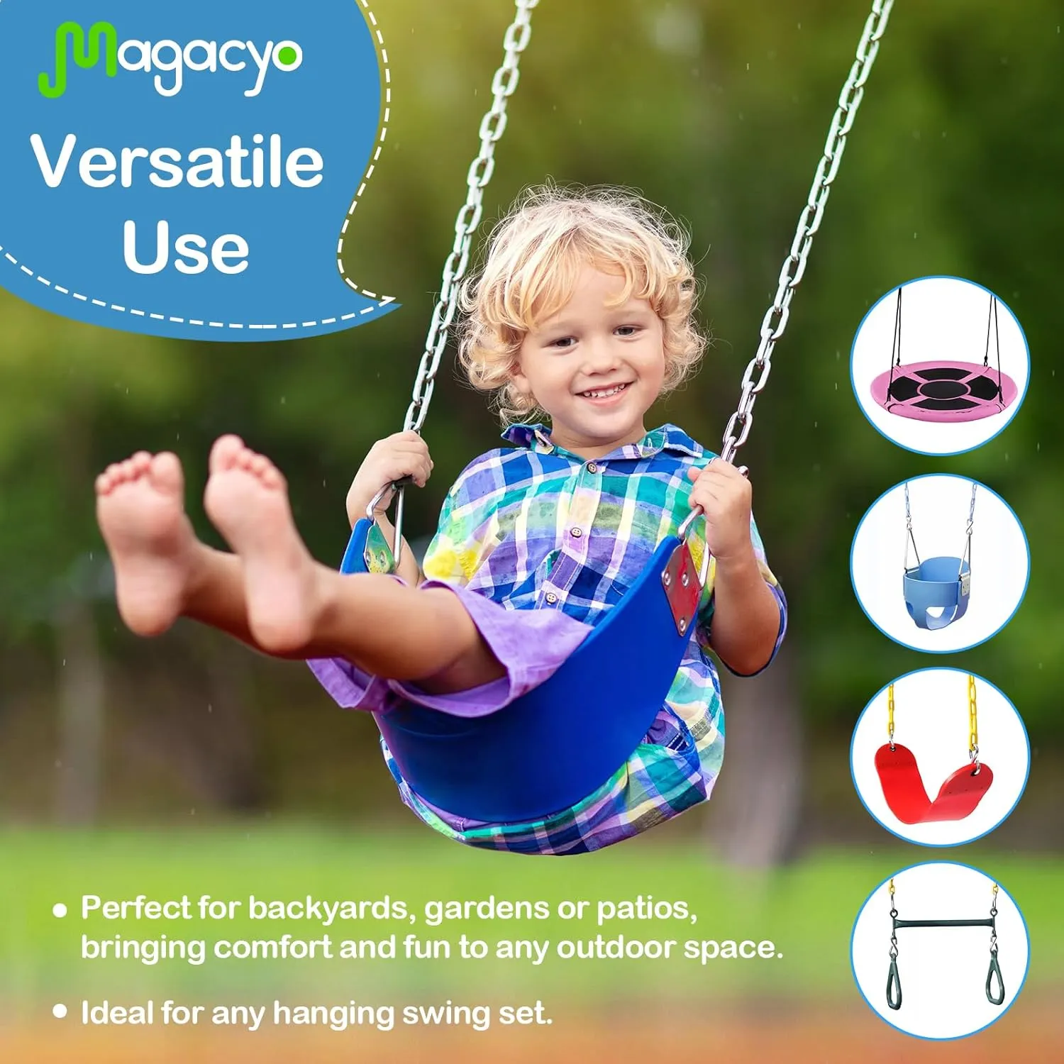 Porch Swing Hanging Kit with Swirl Bearing, Heavy Duty Swing Hangers Outdoor Indoor Ceiling Patio Playground Tree Swingset Hardware Bracket Mounting 2 Set with Snap Hook Screw Washers(Black)