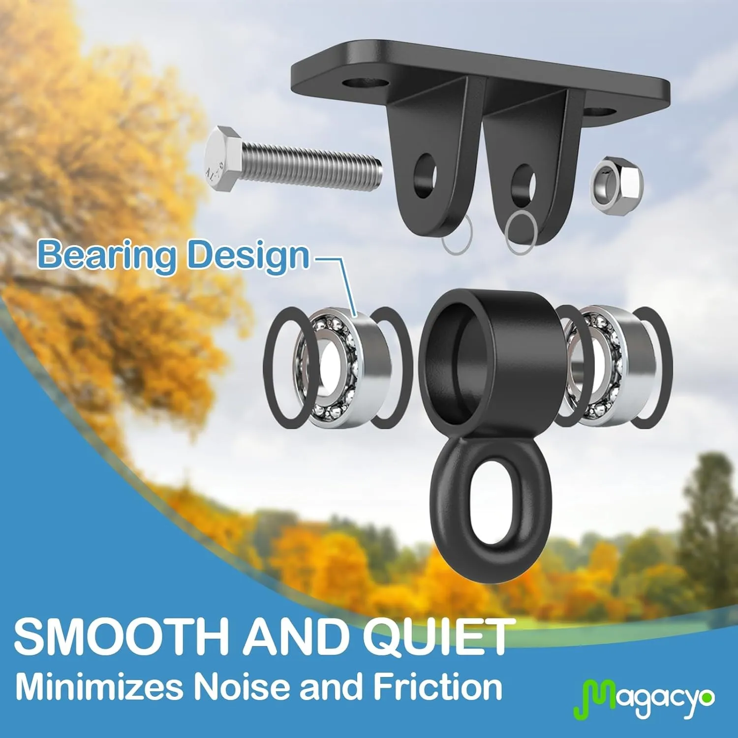 Porch Swing Hanging Kit with Swirl Bearing, Heavy Duty Swing Hangers Outdoor Indoor Ceiling Patio Playground Tree Swingset Hardware Bracket Mounting 2 Set with Snap Hook Screw Washers(Black)