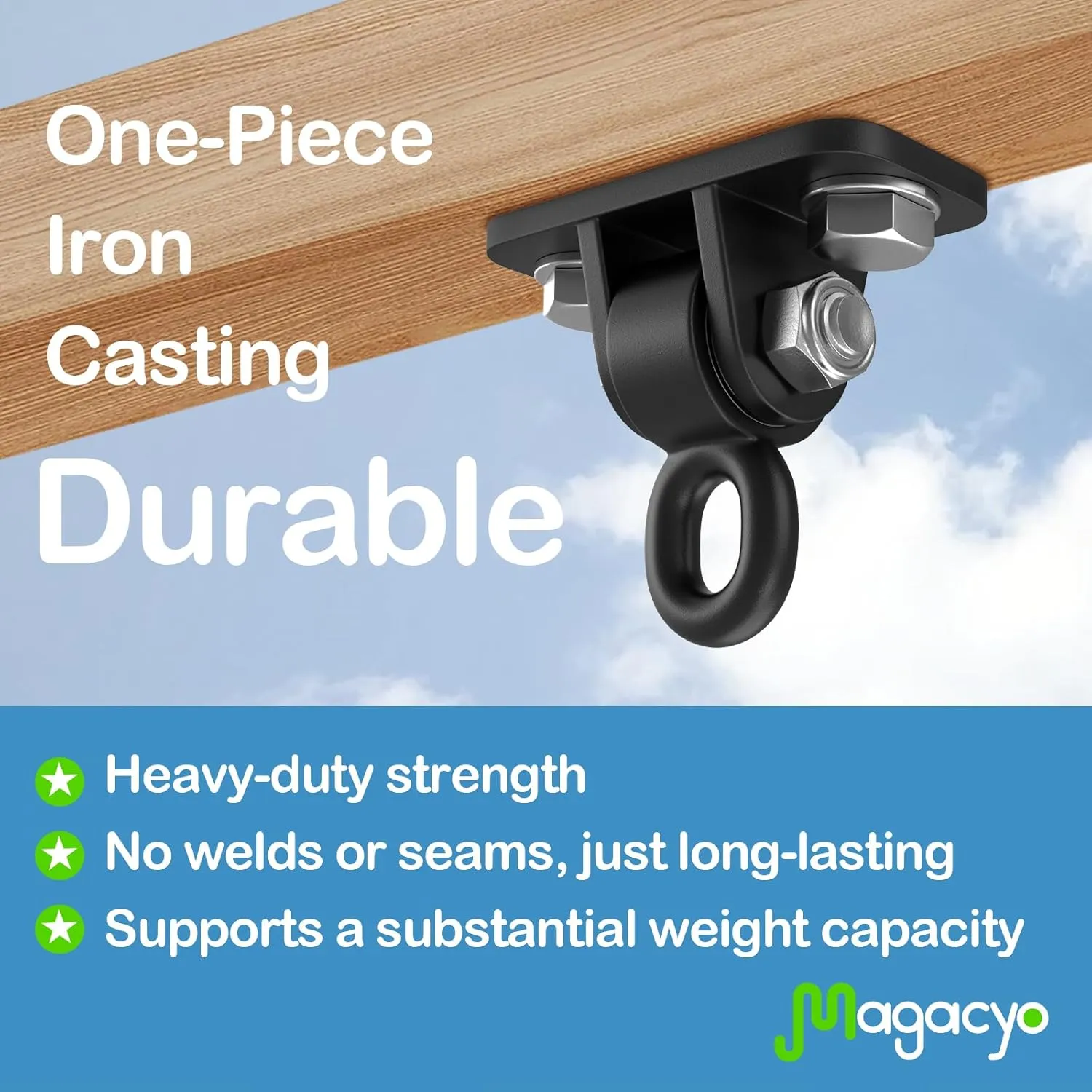 Porch Swing Hanging Kit with Swirl Bearing, Heavy Duty Swing Hangers Outdoor Indoor Ceiling Patio Playground Tree Swingset Hardware Bracket Mounting 2 Set with Snap Hook Screw Washers(Black)