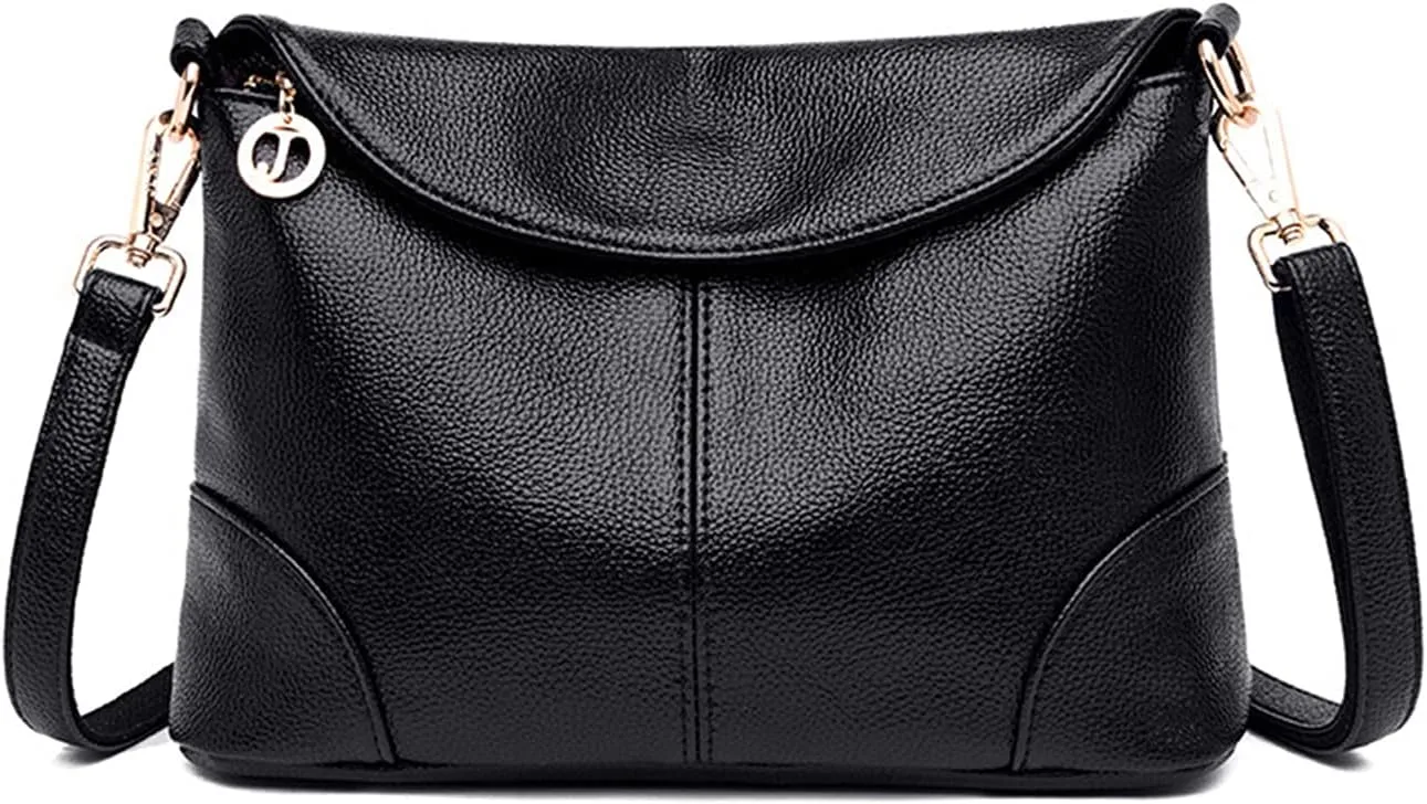 PORRASSO Women Crossbody Bag Fashion Shoulder Bag Handbags Ladies Satchel Waterproof Messenger Bag for Dating Work Travel Daily Use Black