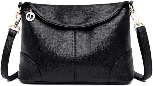 PORRASSO Women Crossbody Bag Fashion Shoulder Bag Handbags Ladies Satchel Waterproof Messenger Bag for Dating Work Travel Daily Use Black