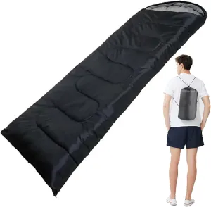 Portable Camping Sleeping Bag, 4 Seasons Cold Warm Weather Waterproof Lightweight with Compression Bag Camping Gear(Black,0.7kg)