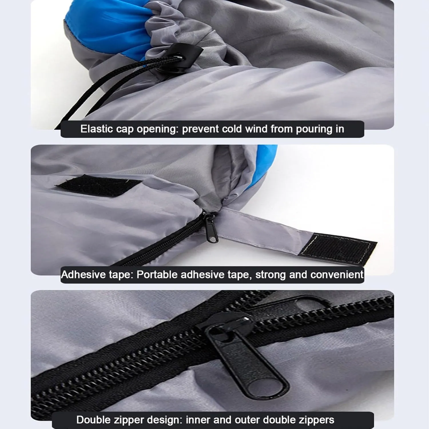 Portable Camping Sleeping Bag, 4 Seasons Cold Warm Weather Waterproof Lightweight with Compression Bag Camping Gear(Black,0.7kg)