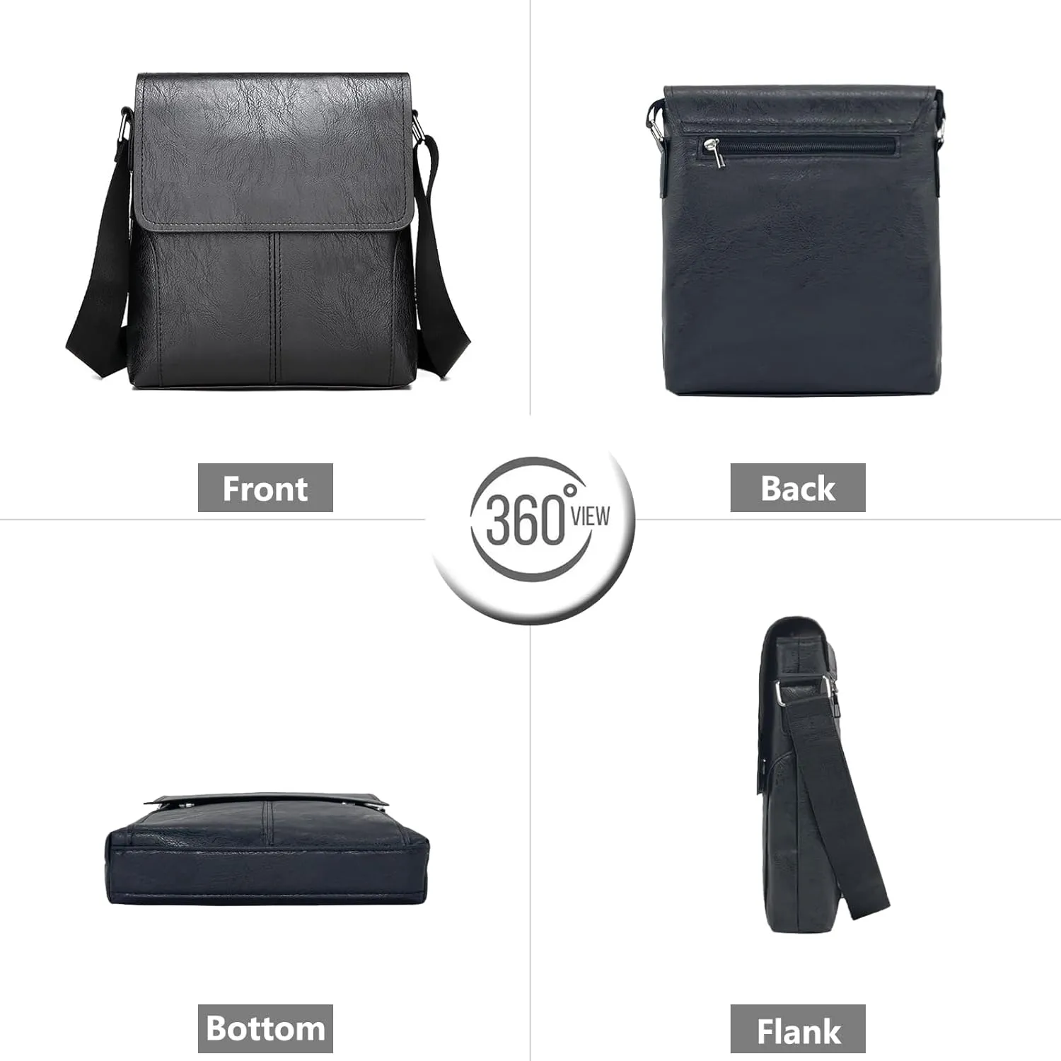 PORT&LOTUS Messenger Bags for Men - Small PU Leather Crossbody Bags