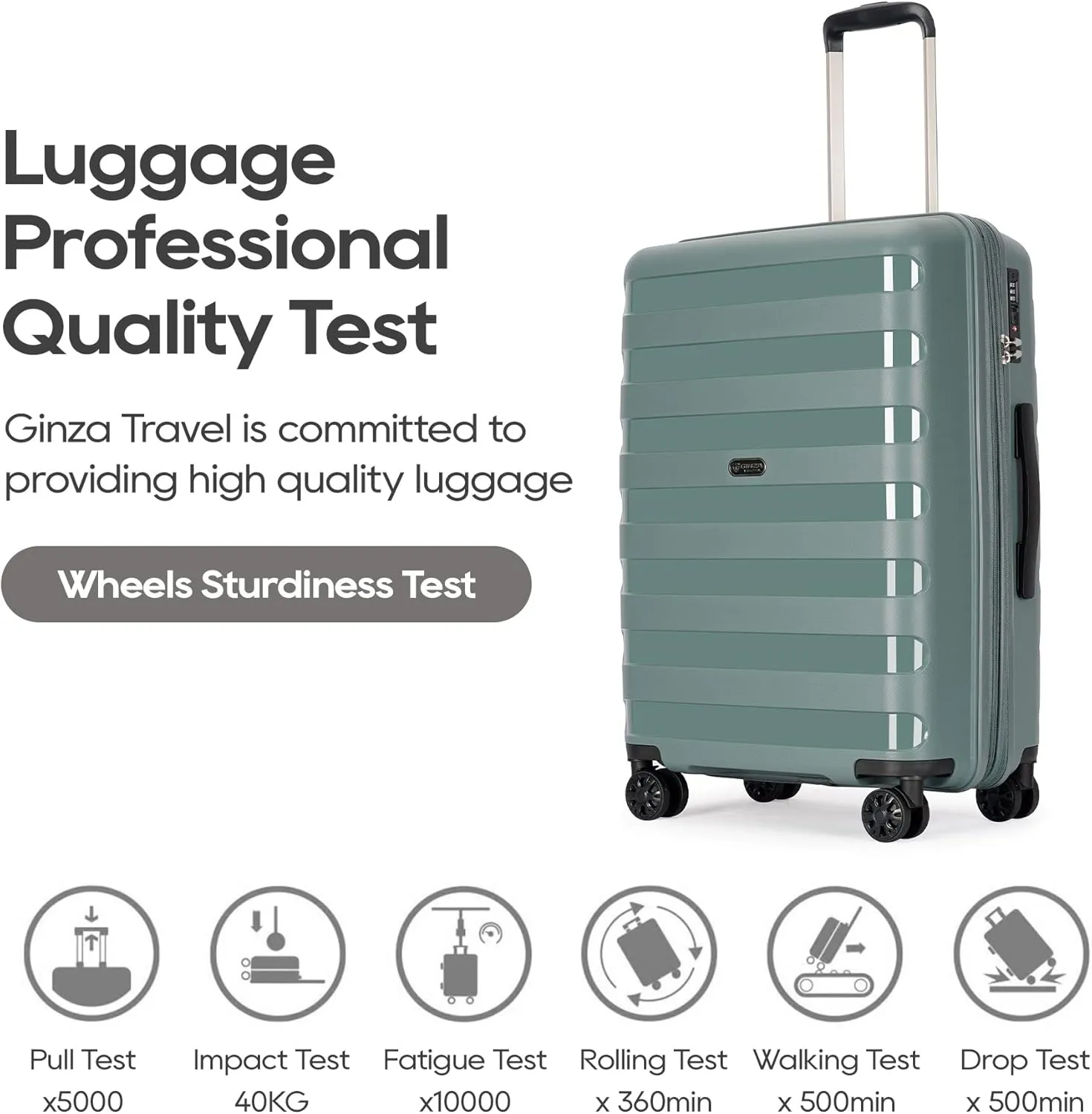 PP material 3-piece expandable luggage sets with Spinner Wheels， Suitcase with TSA Lock，Large Luggage for Family Travel carry on 20/24/28，Dark green color