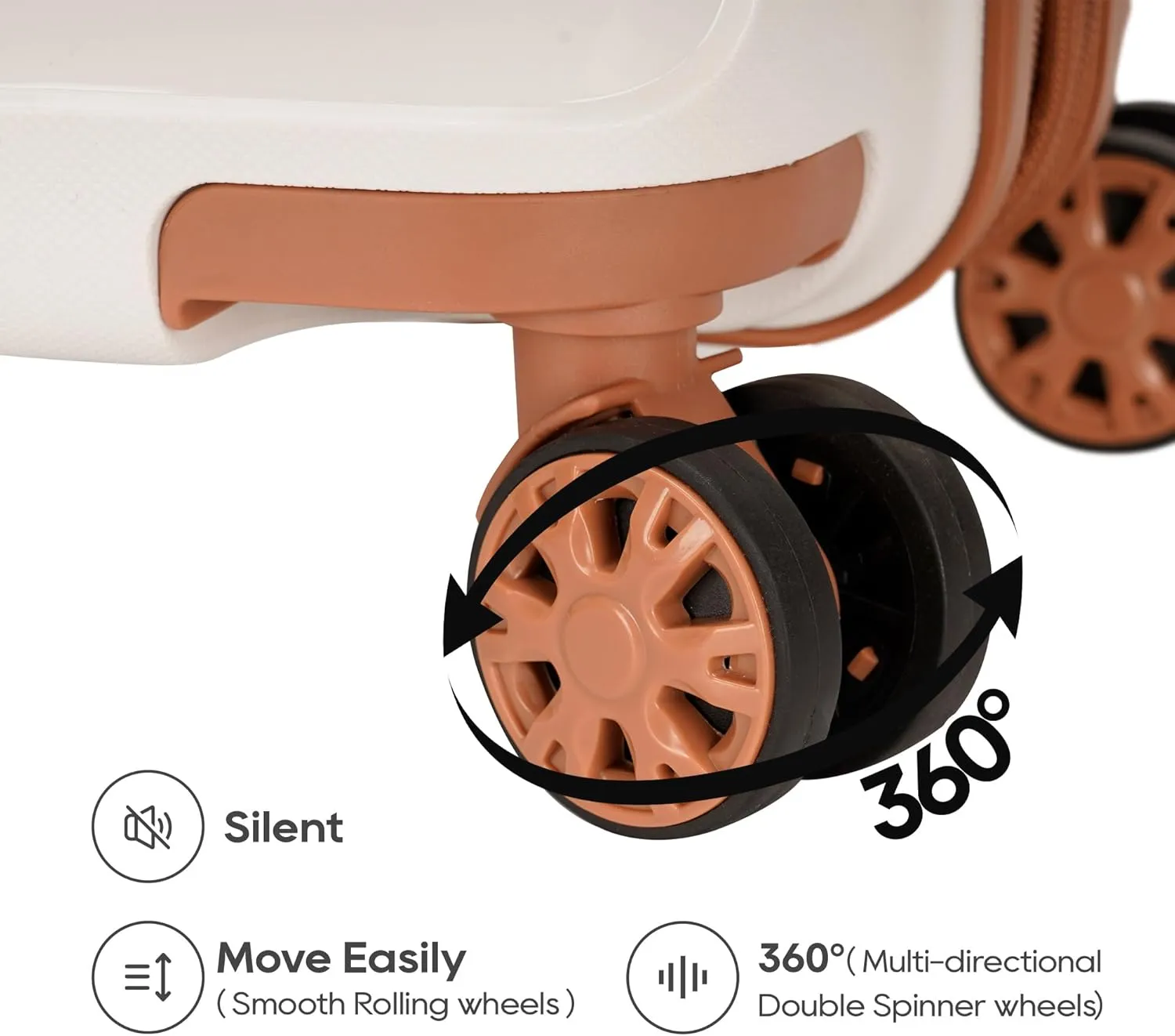 PP material 3-piece expandable luggage sets with Spinner Wheels， Suitcase with TSA Lock，Large Luggage for Family Travel carry on 20/24/28，White & Brown color