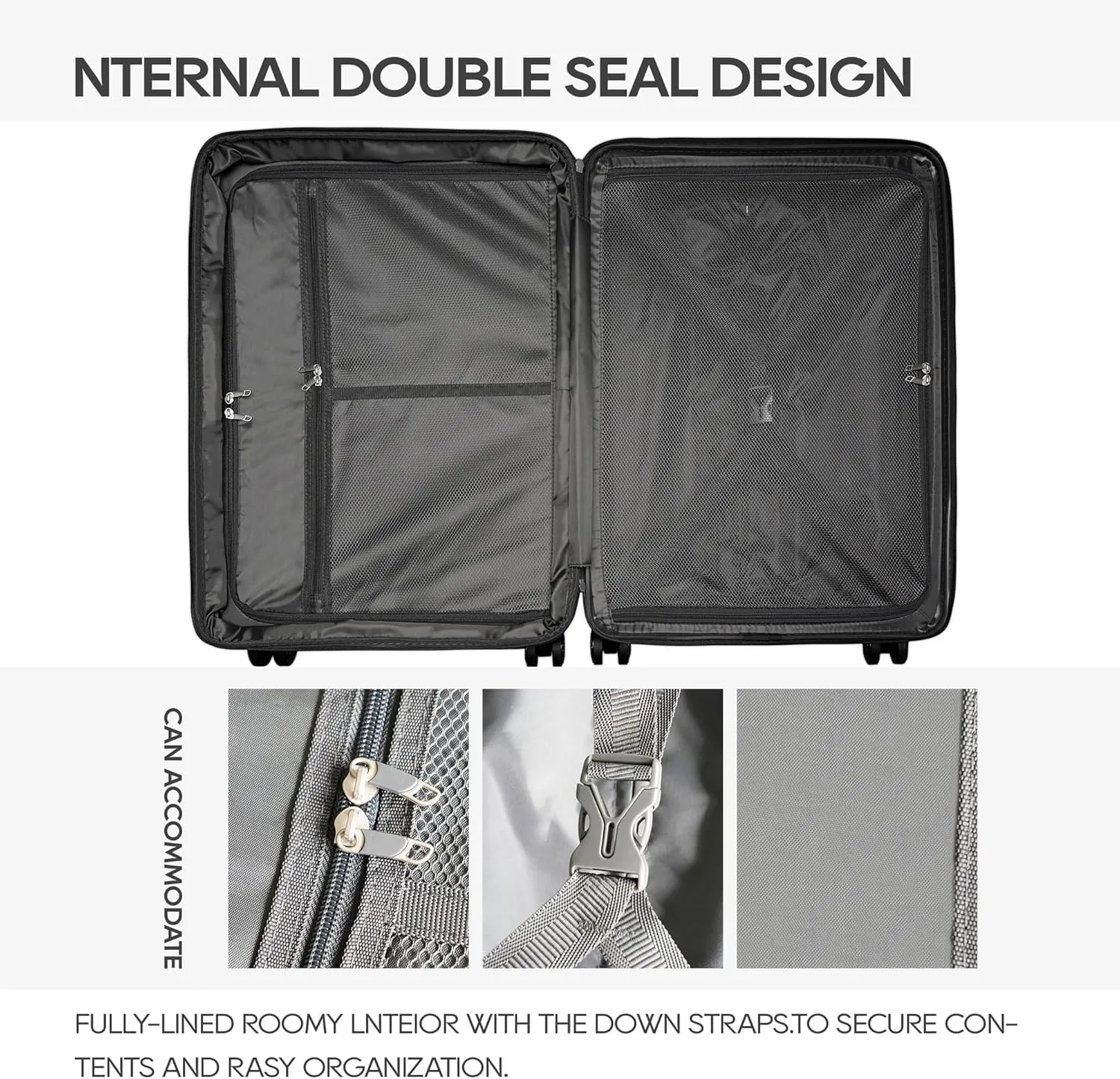 PP material 3-piece expandable luggage sets with Spinner Wheels， Suitcase with TSA Lock，Large Luggage for Family Travel carry on 20/24/28，White & Brown color