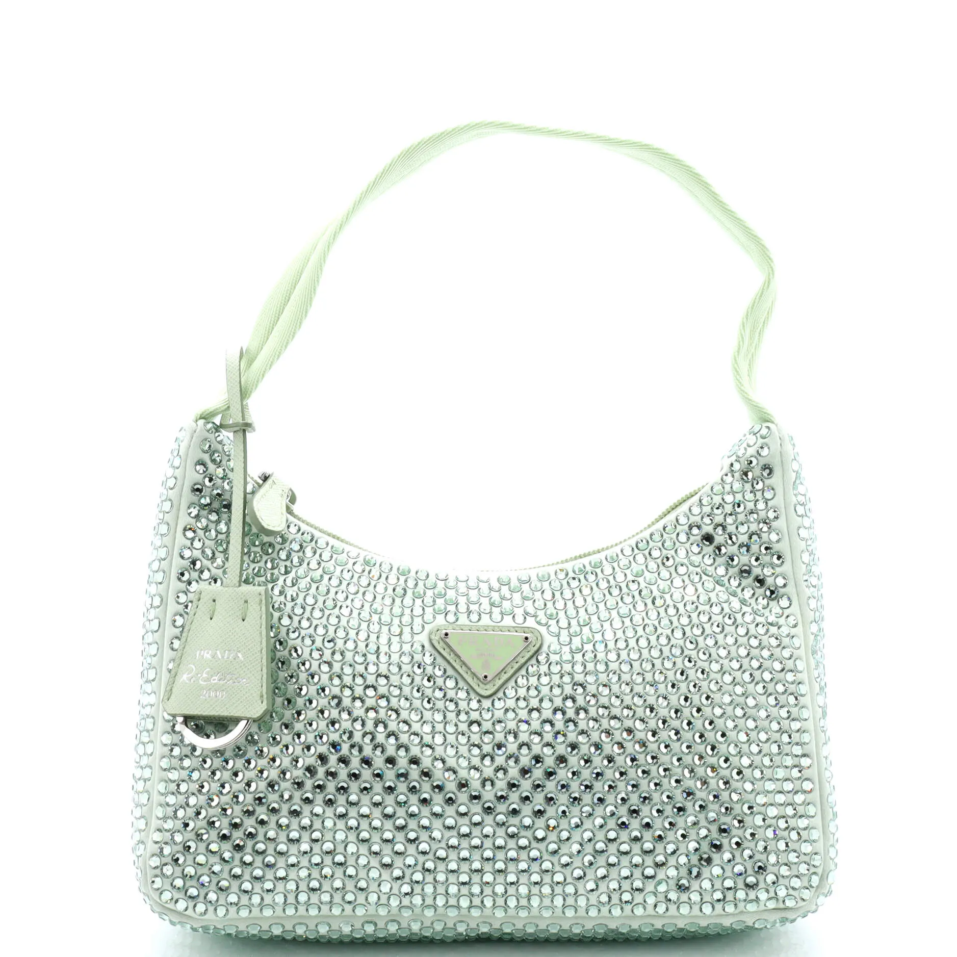 Prada Hobo Crystal Embellished Satin Mini