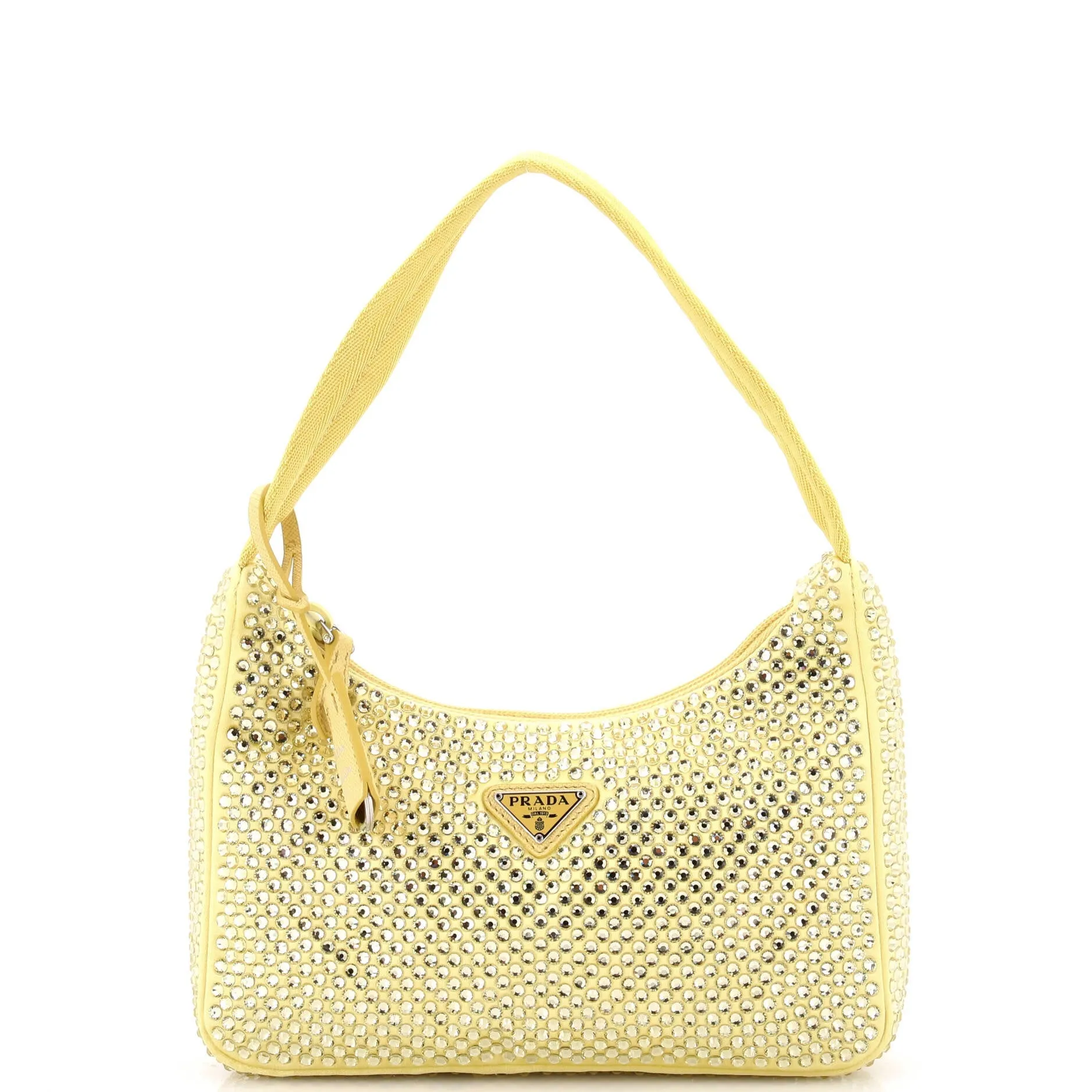 Prada Hobo Crystal Embellished Satin Mini