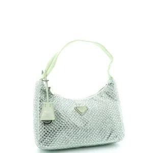 Prada Hobo Crystal Embellished Satin Mini
