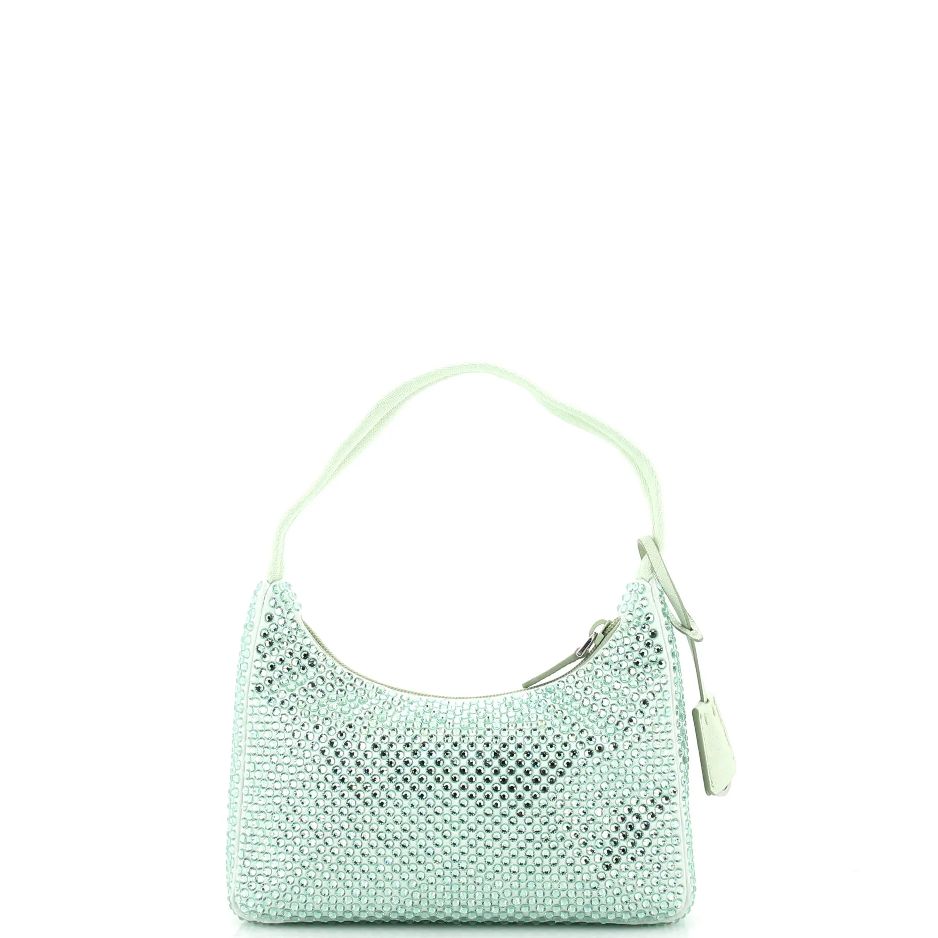 Prada Re-Edition 2000 Hobo Crystal Embellished Satin Mini