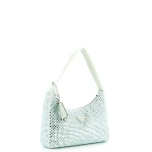 Prada Re-Edition 2000 Hobo Crystal Embellished Satin Mini