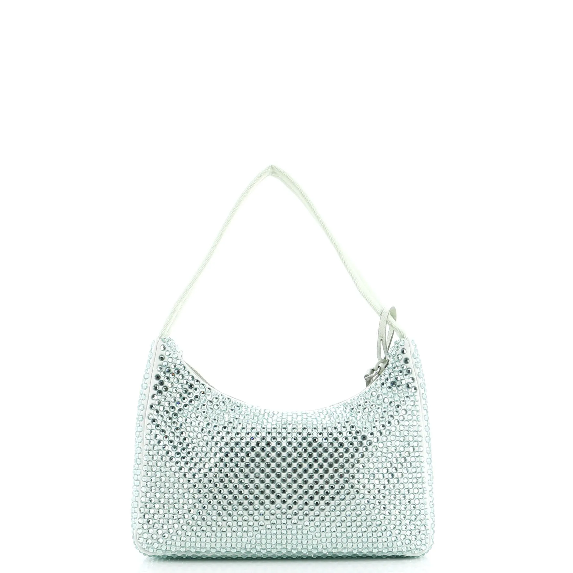 Prada Re-Edition 2000 Hobo Crystal Embellished Satin Mini