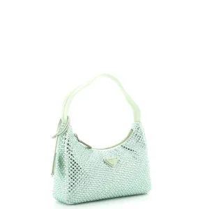 Prada Re-Edition 2000 Hobo Crystal Embellished Satin Mini
