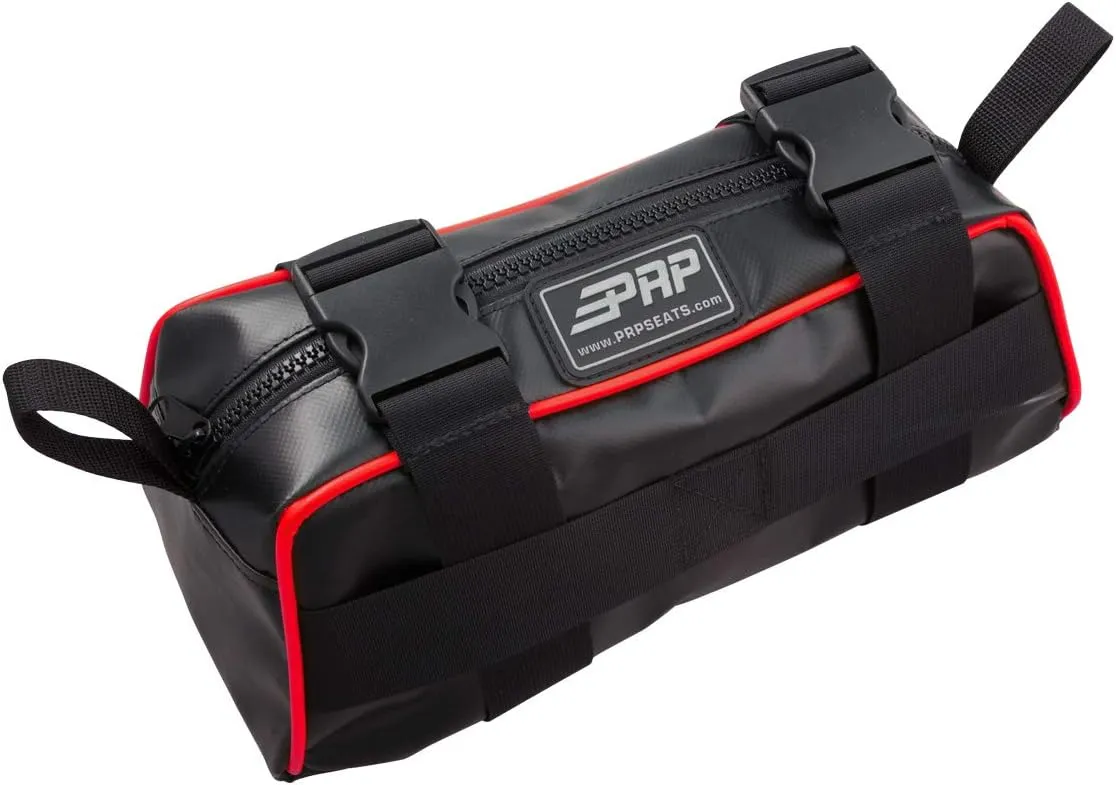 PRP Baja Off Road Storage Bag Pouch for UTV’s, 4x4 | Perfect for Tools, Accessories, Easy Access, 2-inch Straps, Black Vinyl (Red Trim)
