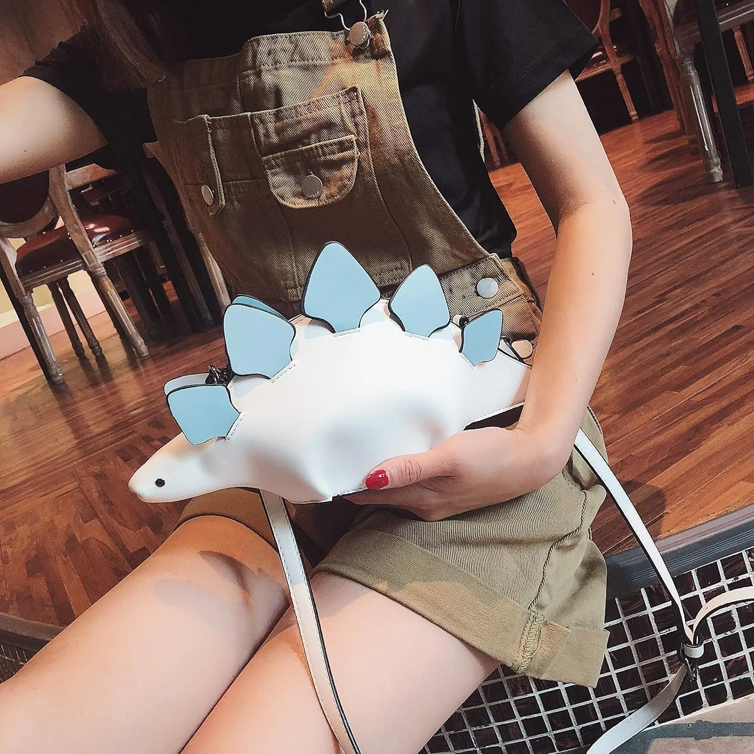 PU Leather Handbags Wallets Clutch Hobos for Women Inosaur Shape Crossbody Bag Triceratops Shoulder Messenger