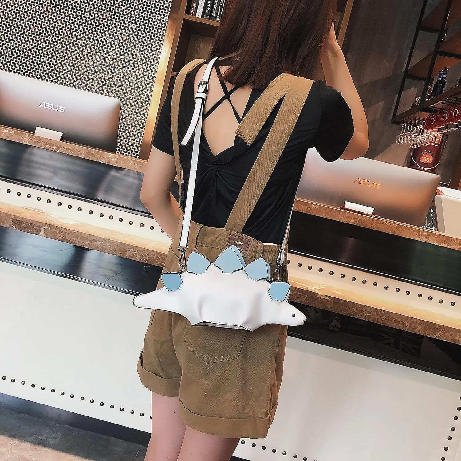 PU Leather Handbags Wallets Clutch Hobos for Women Inosaur Shape Crossbody Bag Triceratops Shoulder Messenger