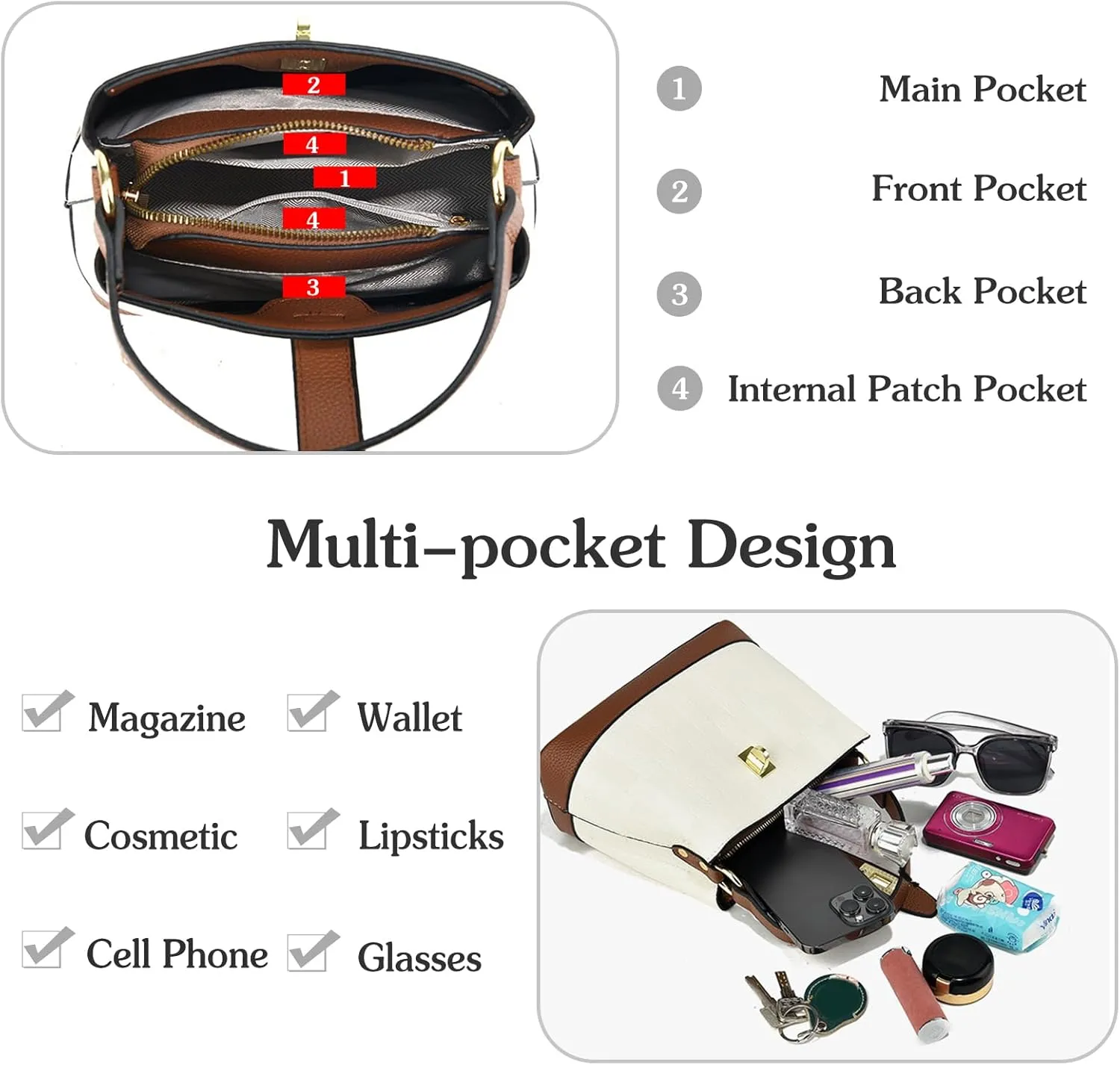 PU Leather Shoulder Bag for Women Elegant Handbag Ladies Crossbody Bag Retro Messenger Bag Waterproof Top-handle Bag