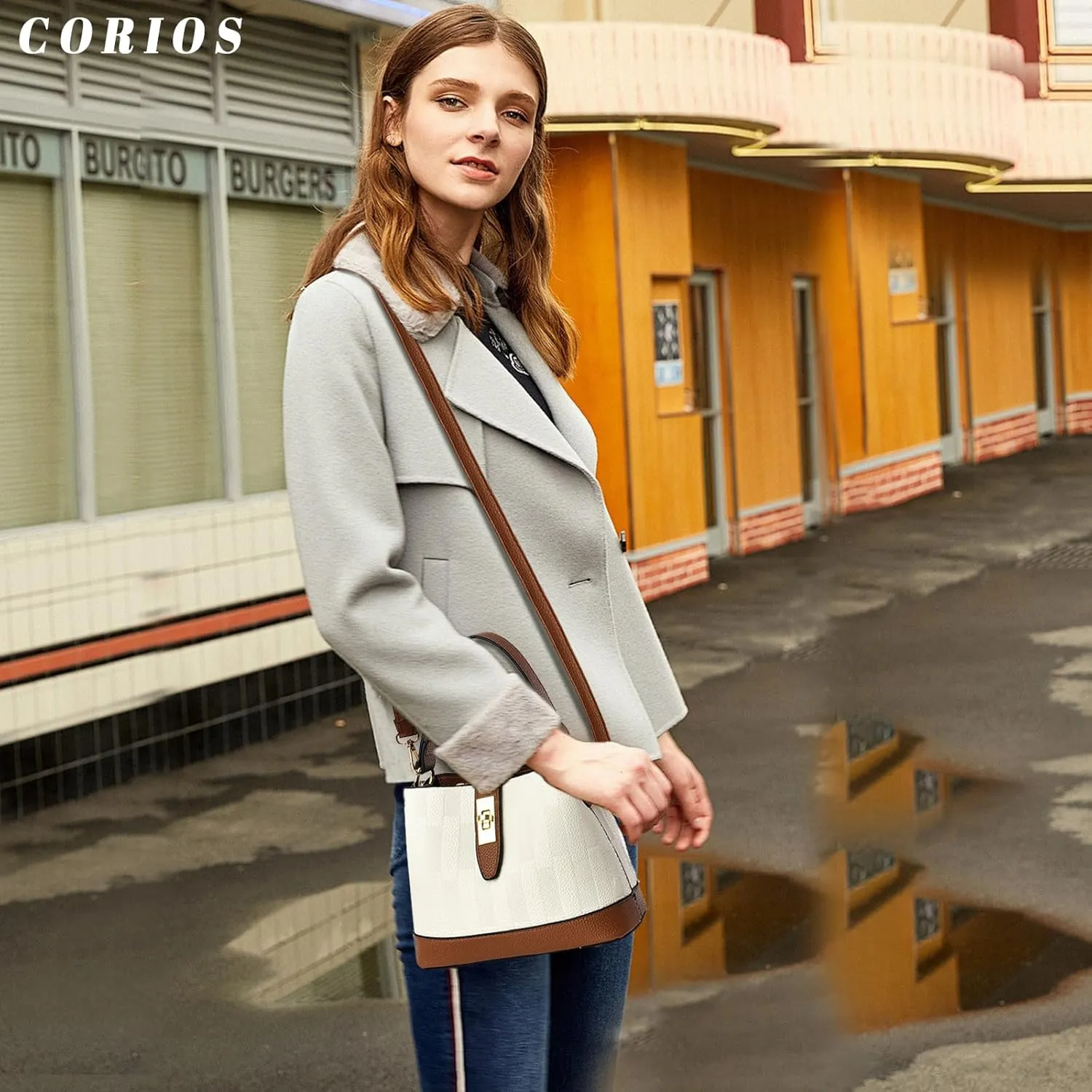 PU Leather Shoulder Bag for Women Elegant Handbag Ladies Crossbody Bag Retro Messenger Bag Waterproof Top-handle Bag